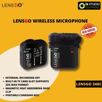 LensGo 348C 1v2 Double Wireless Compact Microphone System for Camera and Smartphone